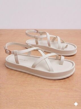 Madden Girl Tropezz Strappy Platform Sandals Bone Paris Off White Sz 8 Y2k Reviv